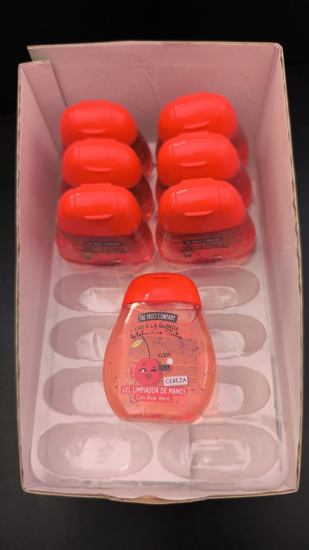 Gel limpiador de manos The Fruit Company de cereza con aloe vera